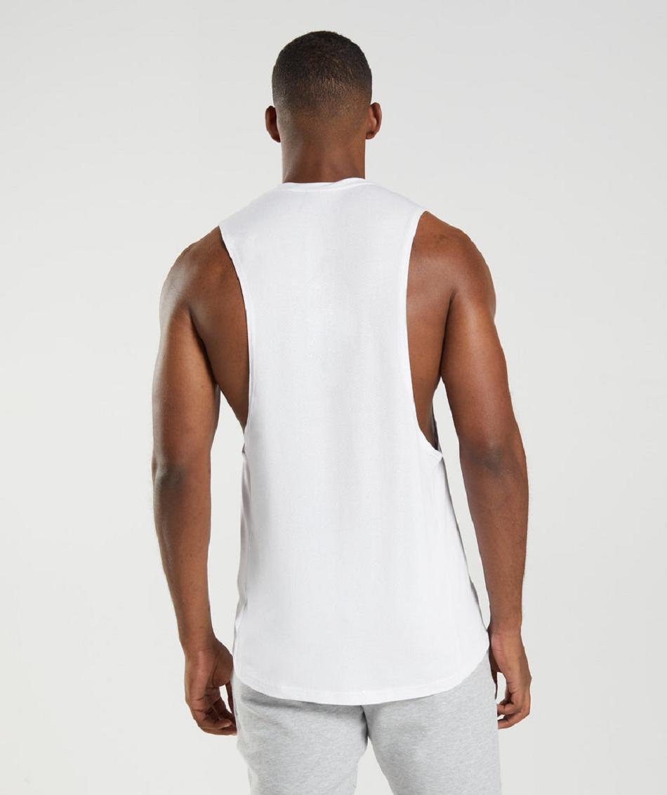 Camiseta Tirantes Gymshark React Drop Arm Hombre Blancas | CO 3154QMA